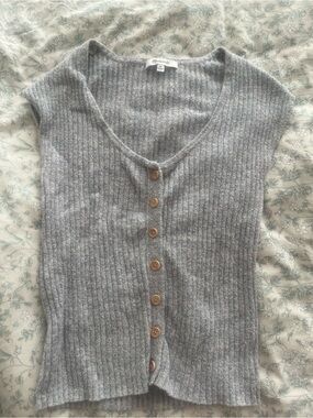 Madewrll Light Heather Gray Ribbed Button-Front Sweater Tank
